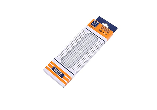 Full-size solderless breadboard with hundreds of tie points and power rails. Durable, reusable platform for learning electronics, rapid prototyping, and STEM labs—no soldering required for quick circuit building.