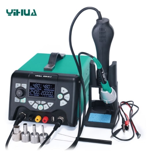 Yihua 853D DC Power Supply with Hot Air Gun Soldering Iron Rework Station