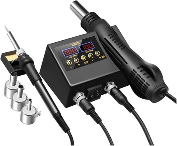 8898 SMD Rework Soldering Station 2 in 1 Hot Air & Soldering Iron – 8586D